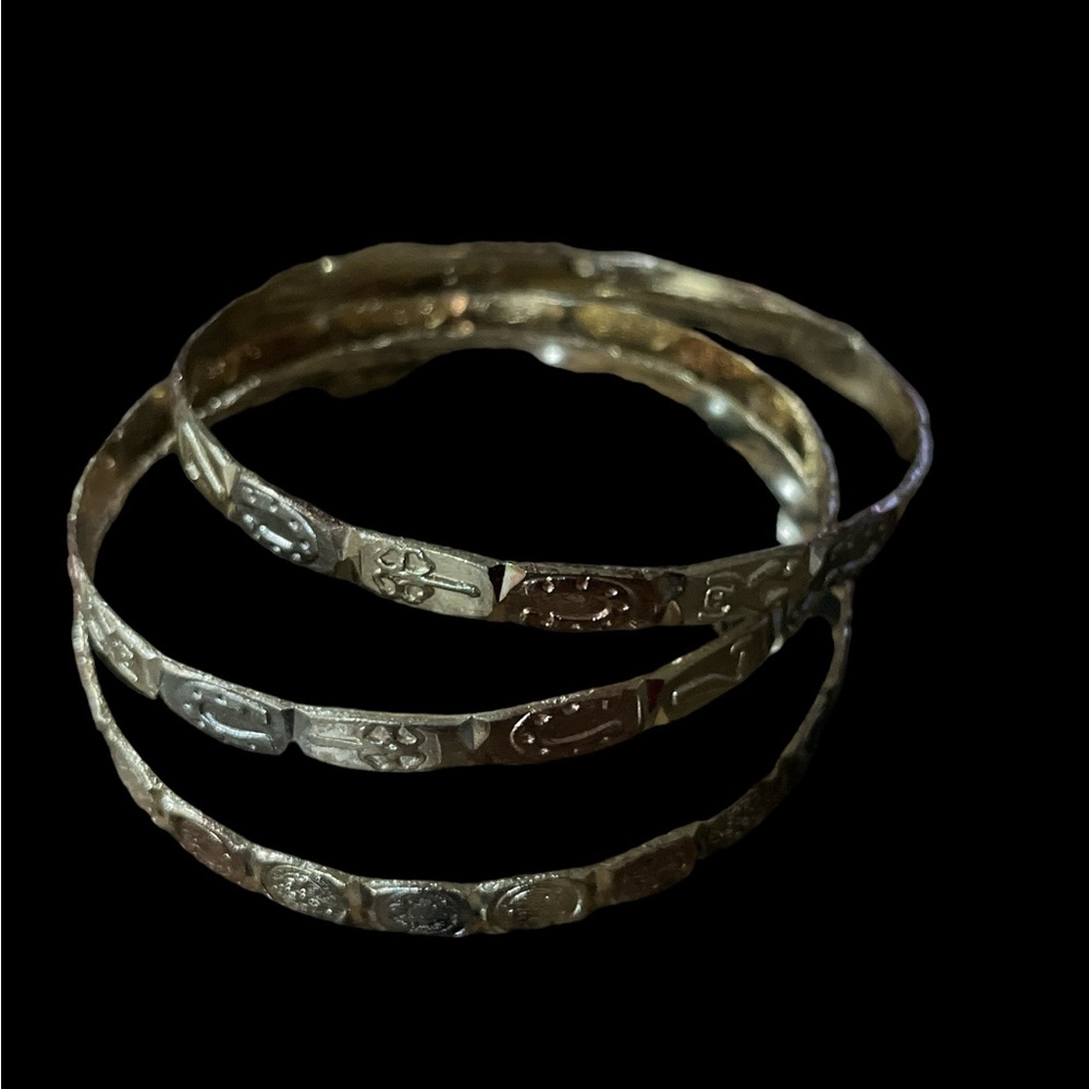 Tri Tone Bangles Bracelets - 3pcs